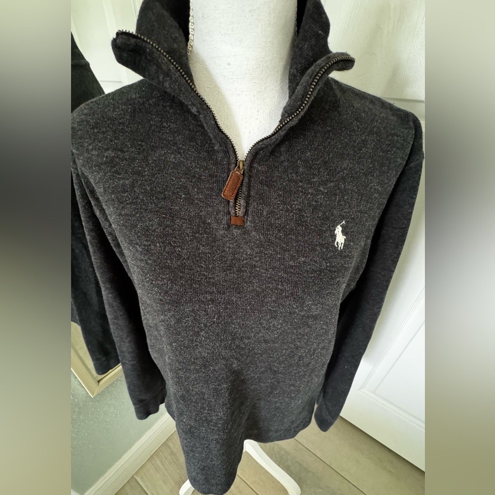 Polo Ralph Lauren Men’s Quarter Zip Fleece Pullover Gray Pony Logo Size Small